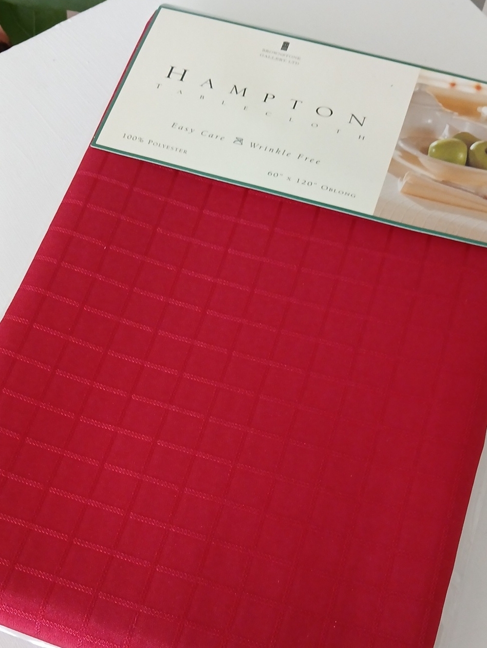 Red Tablecloth 100% Polyester Banquet Size 60x120" Oblong Windowpane Hampton
